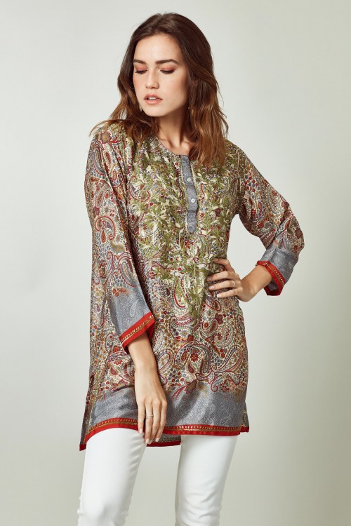 Camisola Molly Jones Seda Estampada Rojo