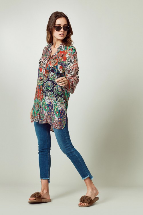 Camisa Dama Estampada Rojo