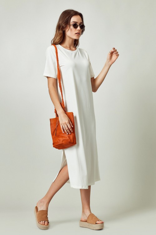 Cartera Mini Shopper con Billetera de Cuero Naranja