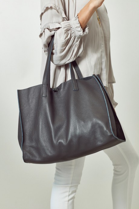 Cartera Shopper en Cuero Gris