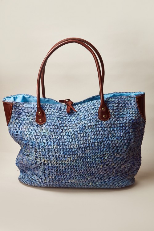 Bolso Raffia Grande Daisy Azul