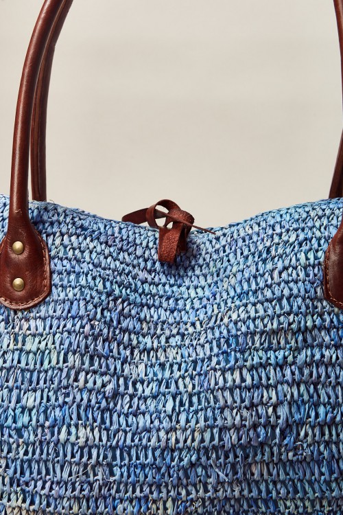 Bolso Raffia Grande Daisy Azul