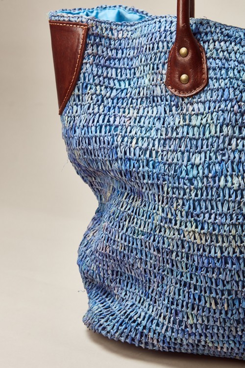 Bolso Raffia Grande Daisy Azul