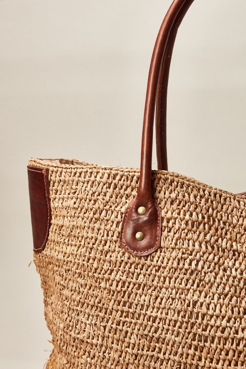 Bolso Raffia Grande Daisy Beige