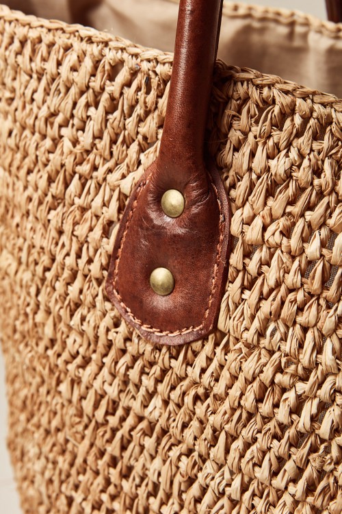 Bolso Raffia Grande Daisy Beige